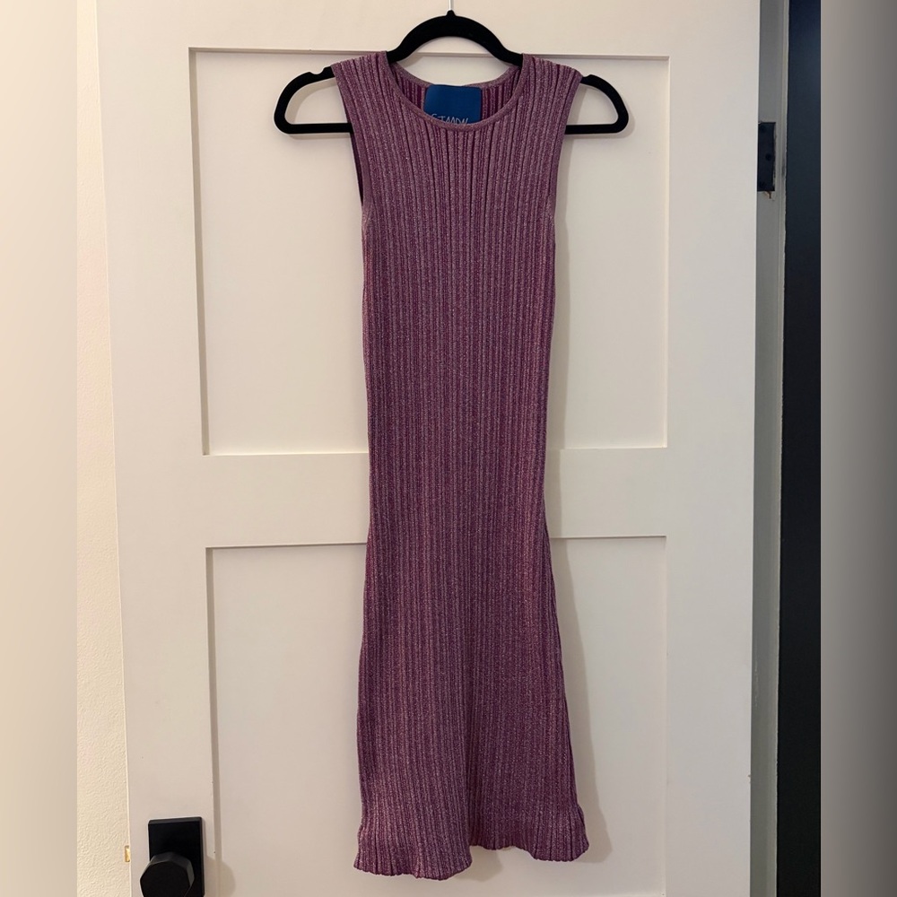 Rib by Simon Miller Ribbed Metallic Knit Dress in Purple Disco | Size Large